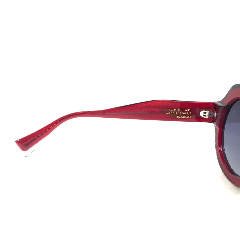 Gigi Studios Sunglasses MADDIE 67063/6 Red Round Frames w/ Blue Gradient Lenses